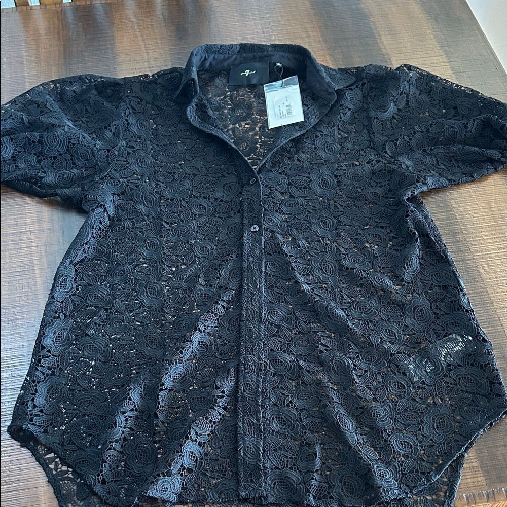 7 For All Mankind Black lace cover up